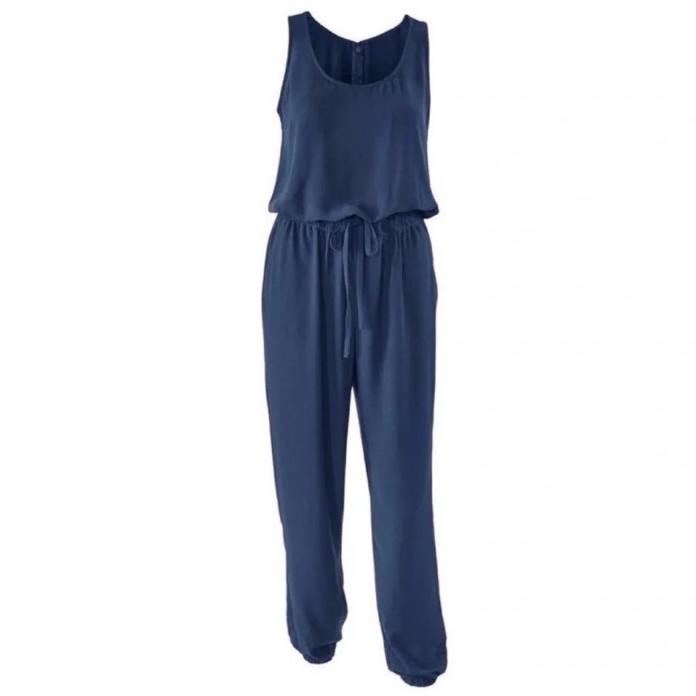 CABI French Navy Elastic Waist Jumpsuit